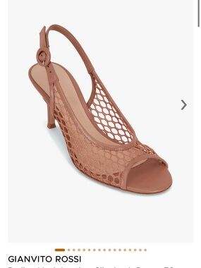 Gianvito Rossi Taupe Mesh & Leather Slingback Heels